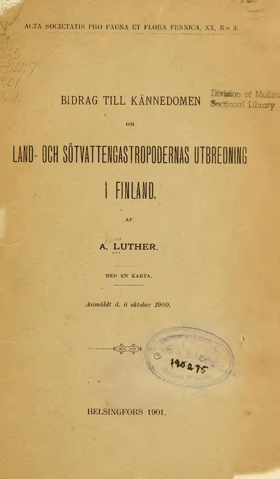 BIDRAG TILL KÄNNEDOMEN STaUi^' A. LUTHER.