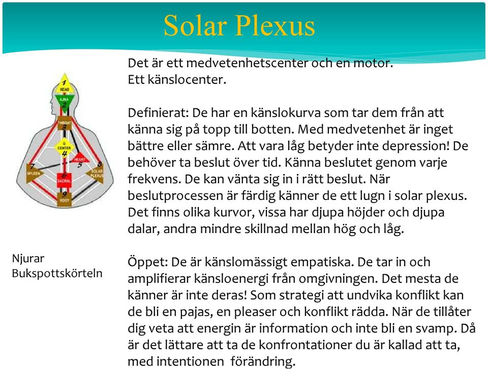 När beslutprocessen är färdig känner de ett lugn i solar plexus. Det finns olika kurvor, vissa har djupa höjder och djupa dalar, andra mindre skillnad mellan hög och låg.