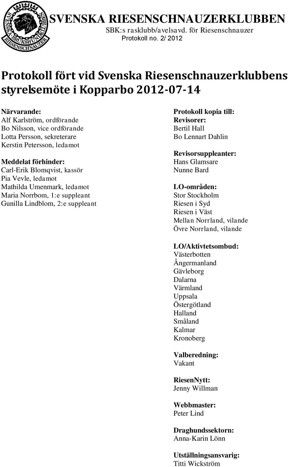 Bertil Hall Bo Lennart Dahlin Revisorsuppleanter: Hans Glamsare Nunne Bard LO-områden: Stor Stockholm Riesen i Syd Riesen i Väst Mellan Norrland, vilande Övre Norrland, vilande LO/Aktivtetsombud: