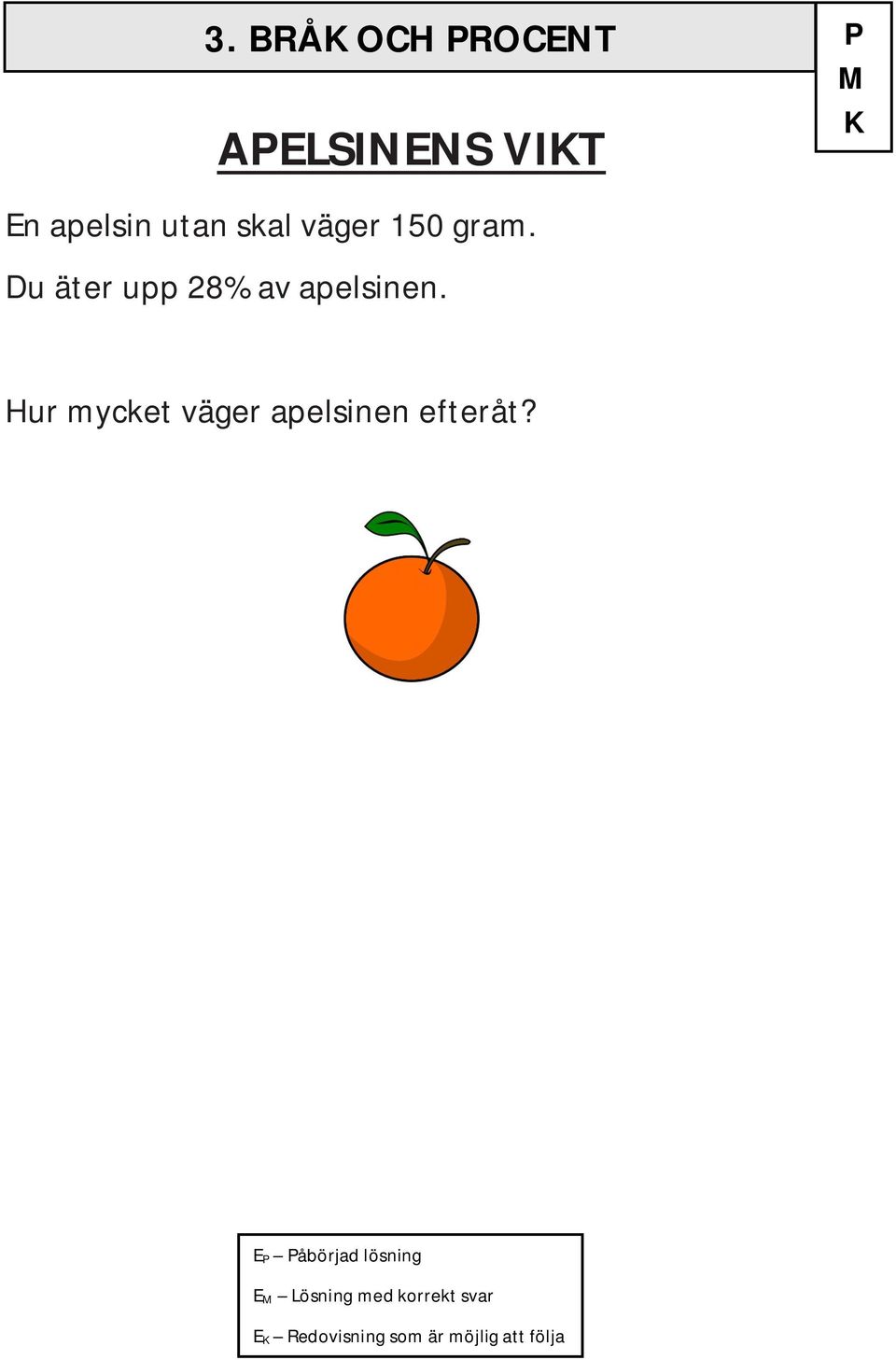 Hur mycket väger apelsinen efteråt?