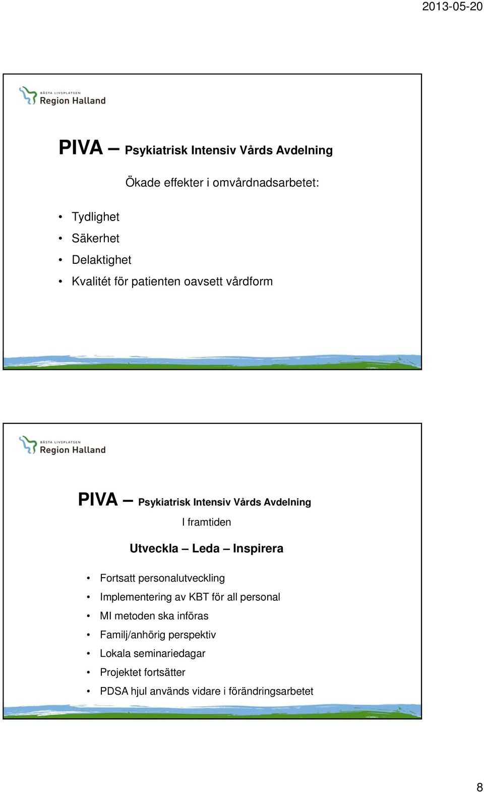 personalutveckling Implementering av KBT för all personal MI metoden ska införas