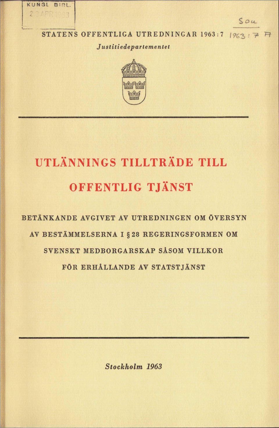 BETÄNKANDE AVGIVET AV UTREDNINGEN OM ÖVERSYN AV BESTÄMMELSERNA I 28