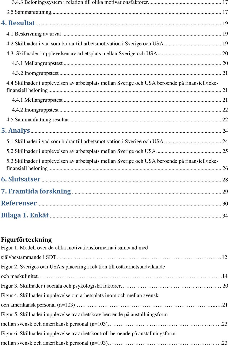 4 Skillnader i upplevelsen av arbetsplats mellan Sverige och USA beroende på finansiell/ickefinansiell belöning... 21 4.4.1 Mellangruppstest... 21 4.4.2 Inomgruppstest... 22 4.