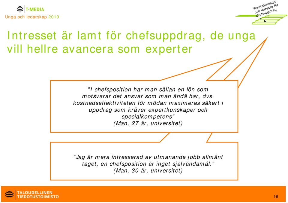 kostnadseffektiviteten för mödan maximeras säkert i uppdrag som kräver expertkunskaper och specialkompetens (Man, 27