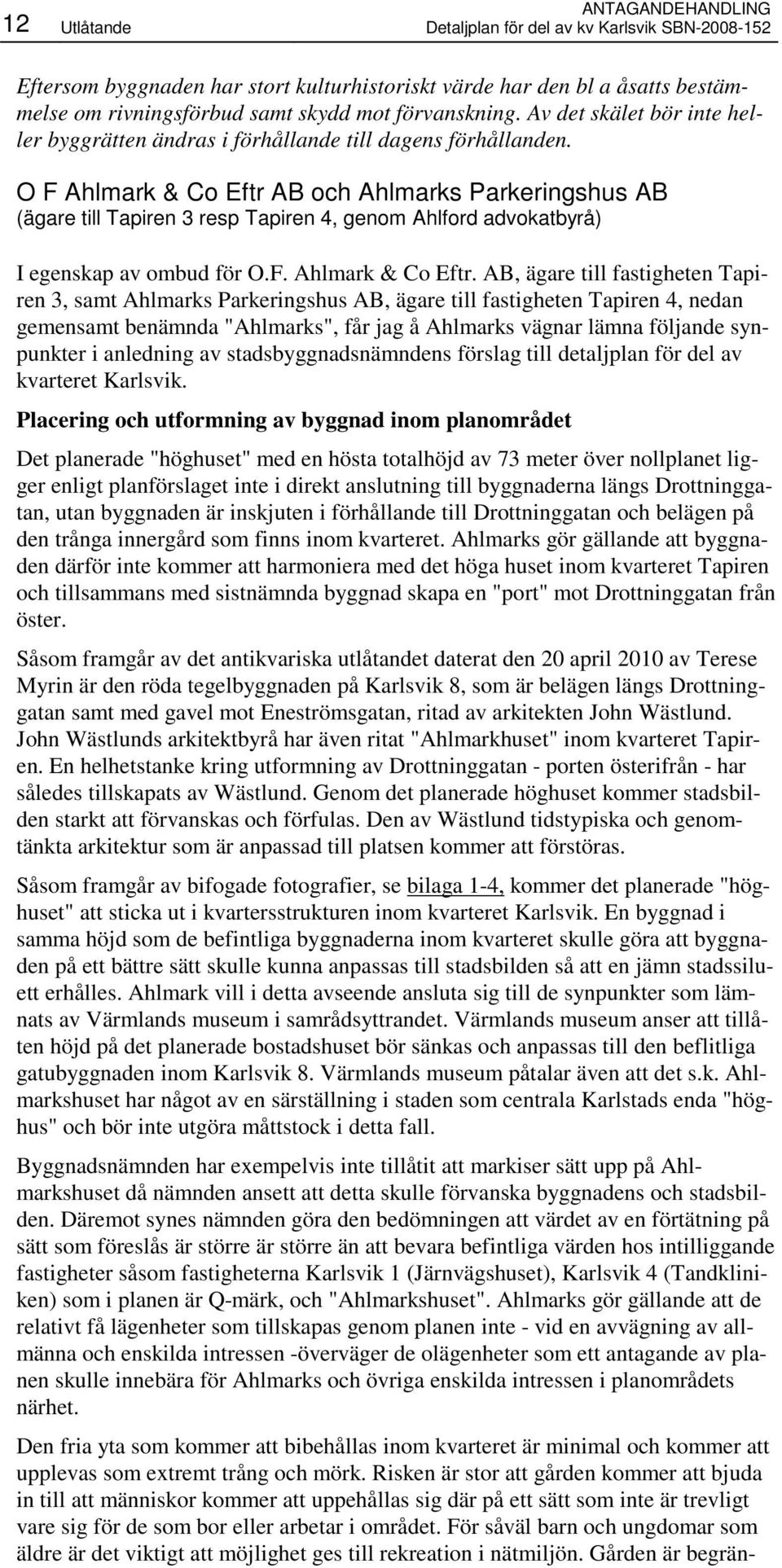 O F Ahlmark & Co Eftr 