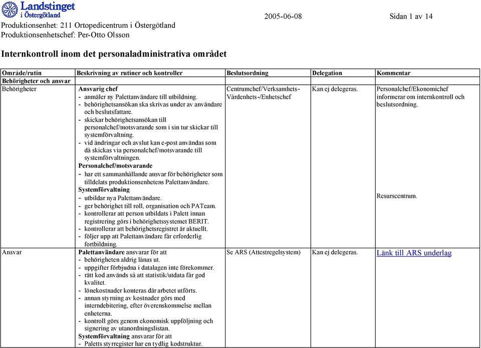 - vid ändringar och avslut kan e-post användas som då skickas via personalchef/motsvarande till systemförvaltningen.