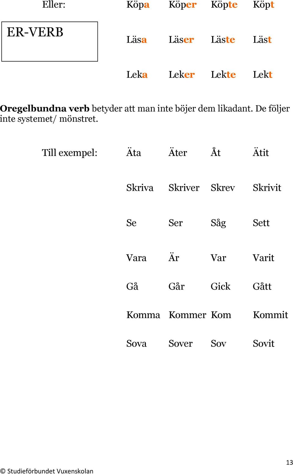 De följer inte systemet/ mönstret.