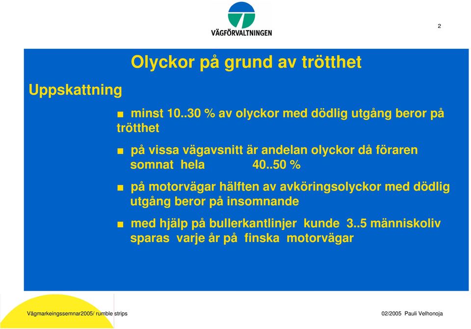 olyckor då föraren somnat hela 40.