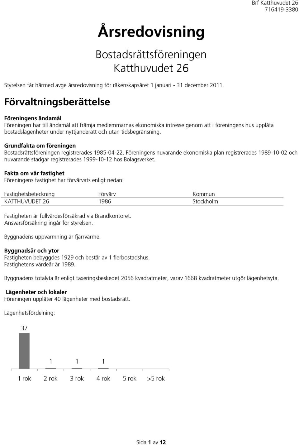 tidsbegränsning. Grundfakta om föreningen Bostadsrättsföreningen registrerades 1985-04-22.