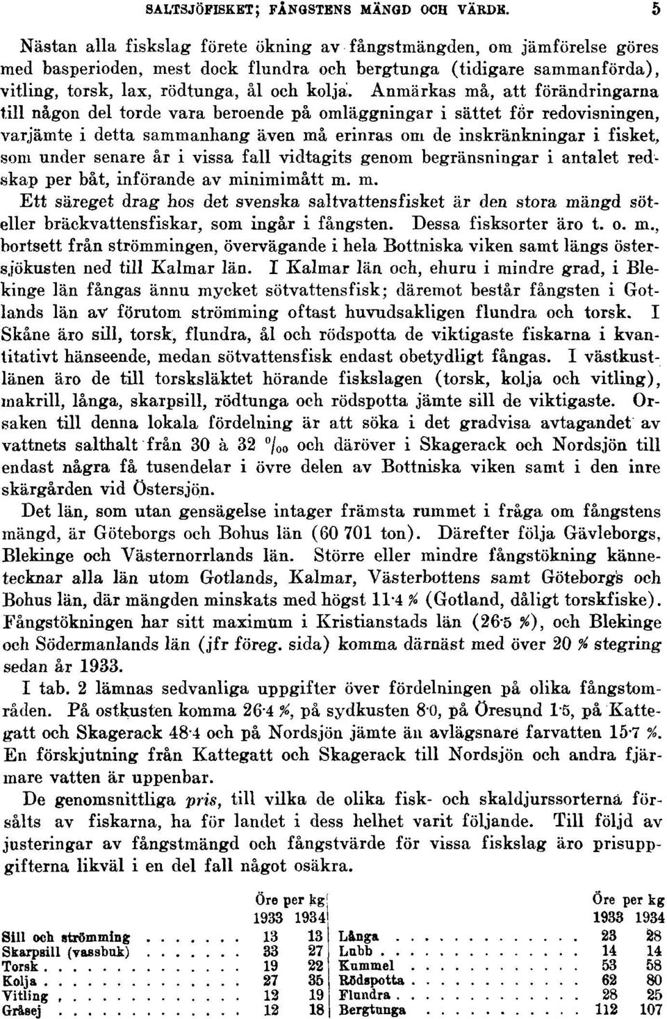 Anmärkas må, att förändringarna till någon del torde vara beroende på omläggningar i sättet för redovisningen, varjämte i detta sammanhang även må erinras om de inskränkningar i fisket, som under