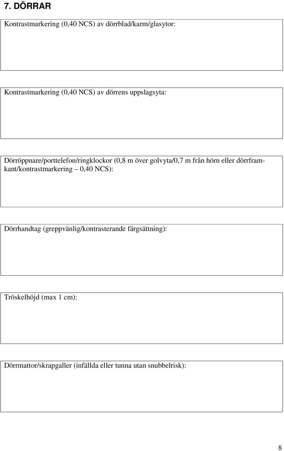eller dörrframkant/kontrastmarkering 0,40 NCS): Dörrhandtag (greppvänlig/kontrasterande
