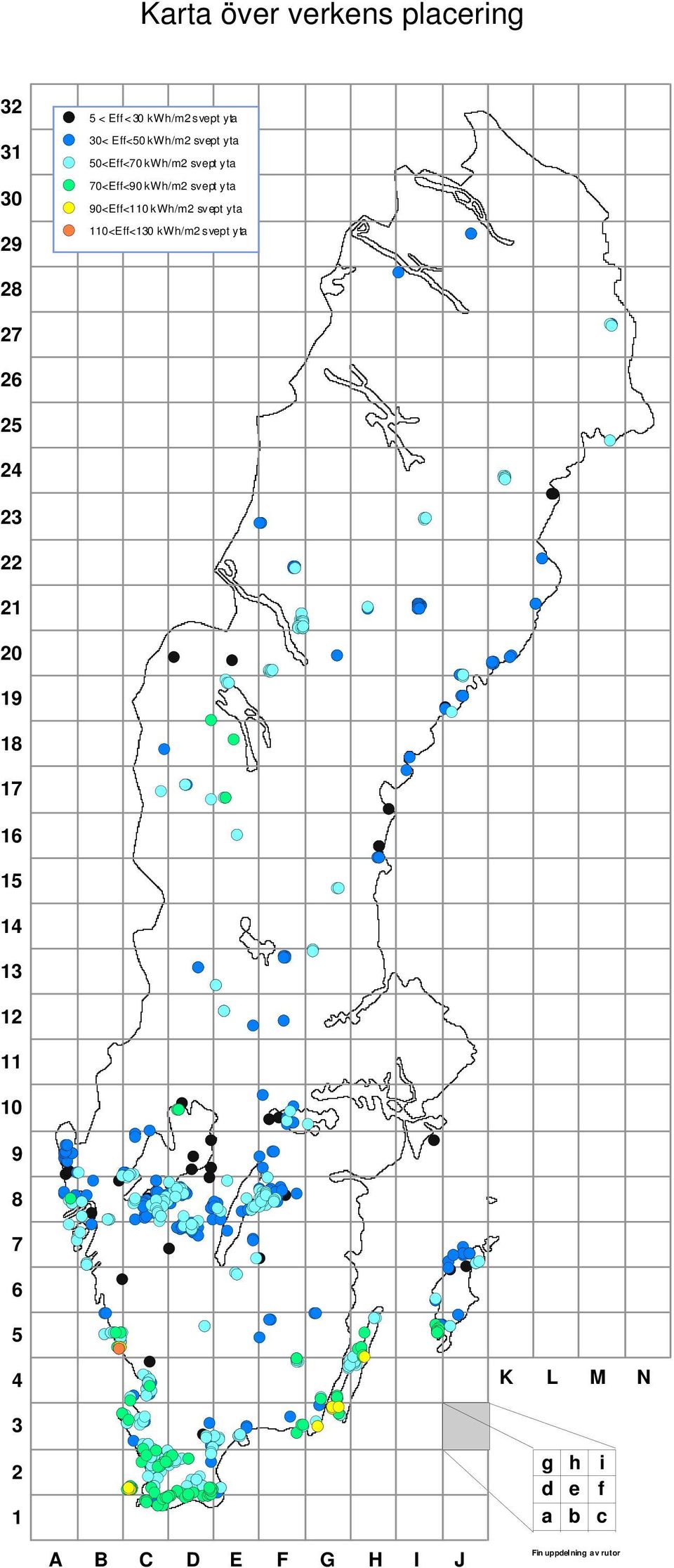 yta 11<Eff<13 kwh/m2 svept yta 28 27 26 25 24 23 22 21 2 19 18 17 16 15 14 13 12 11