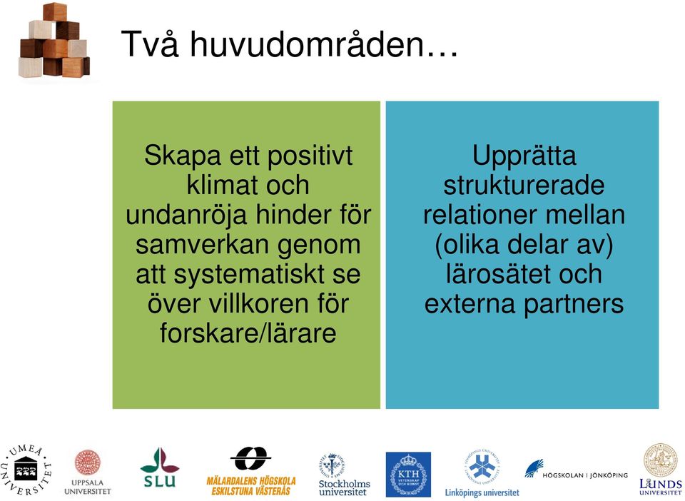 villkoren för forskare/lärare Upprätta strukturerade