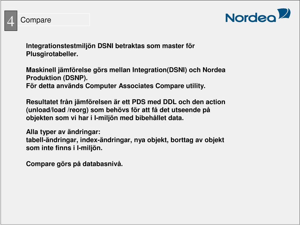 För detta används Computer Associates Compare utility.