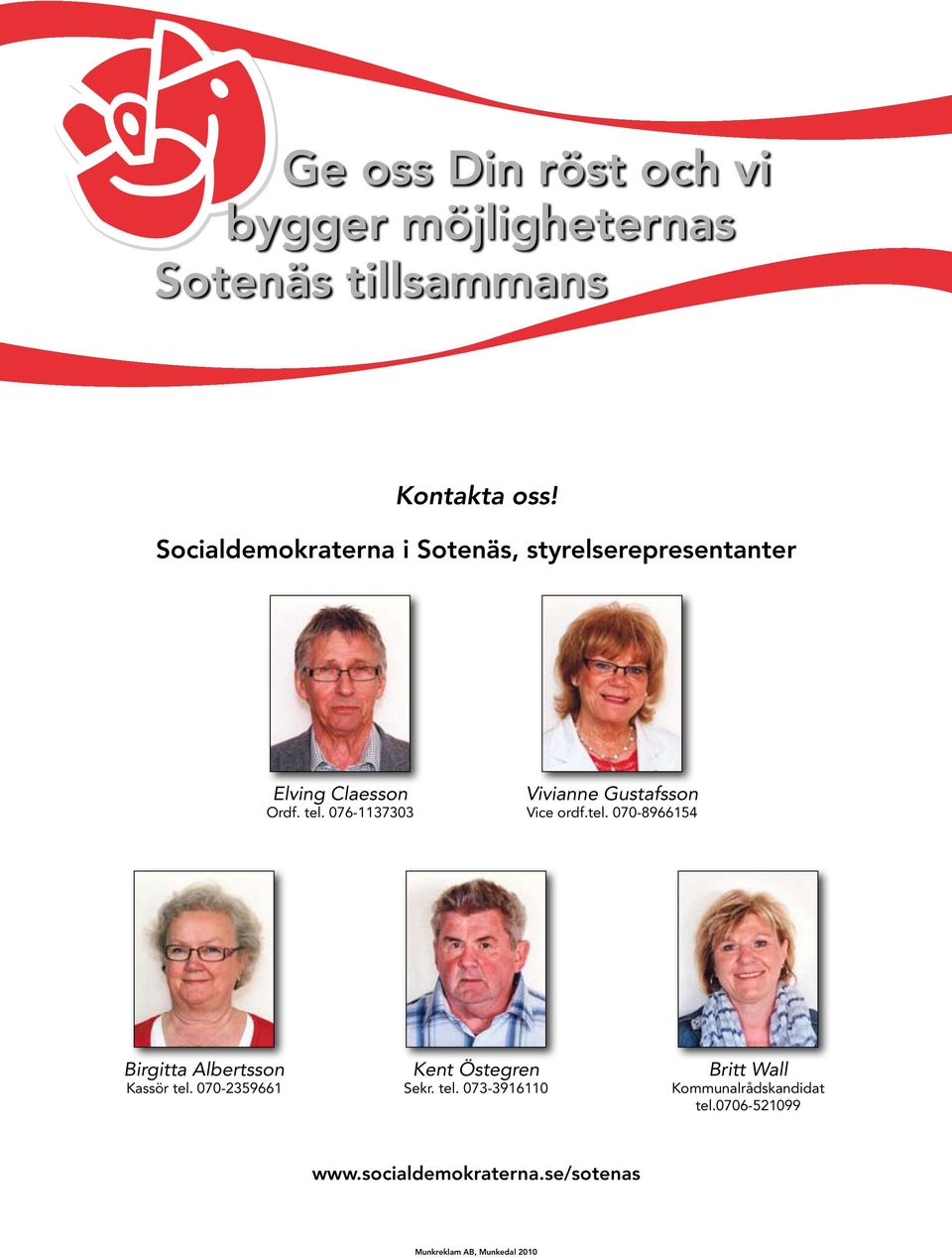 076-1137303 Vivianne Gustafsson Vice ordf.tel. 070-8966154 Birgitta Albertsson Kassör tel.