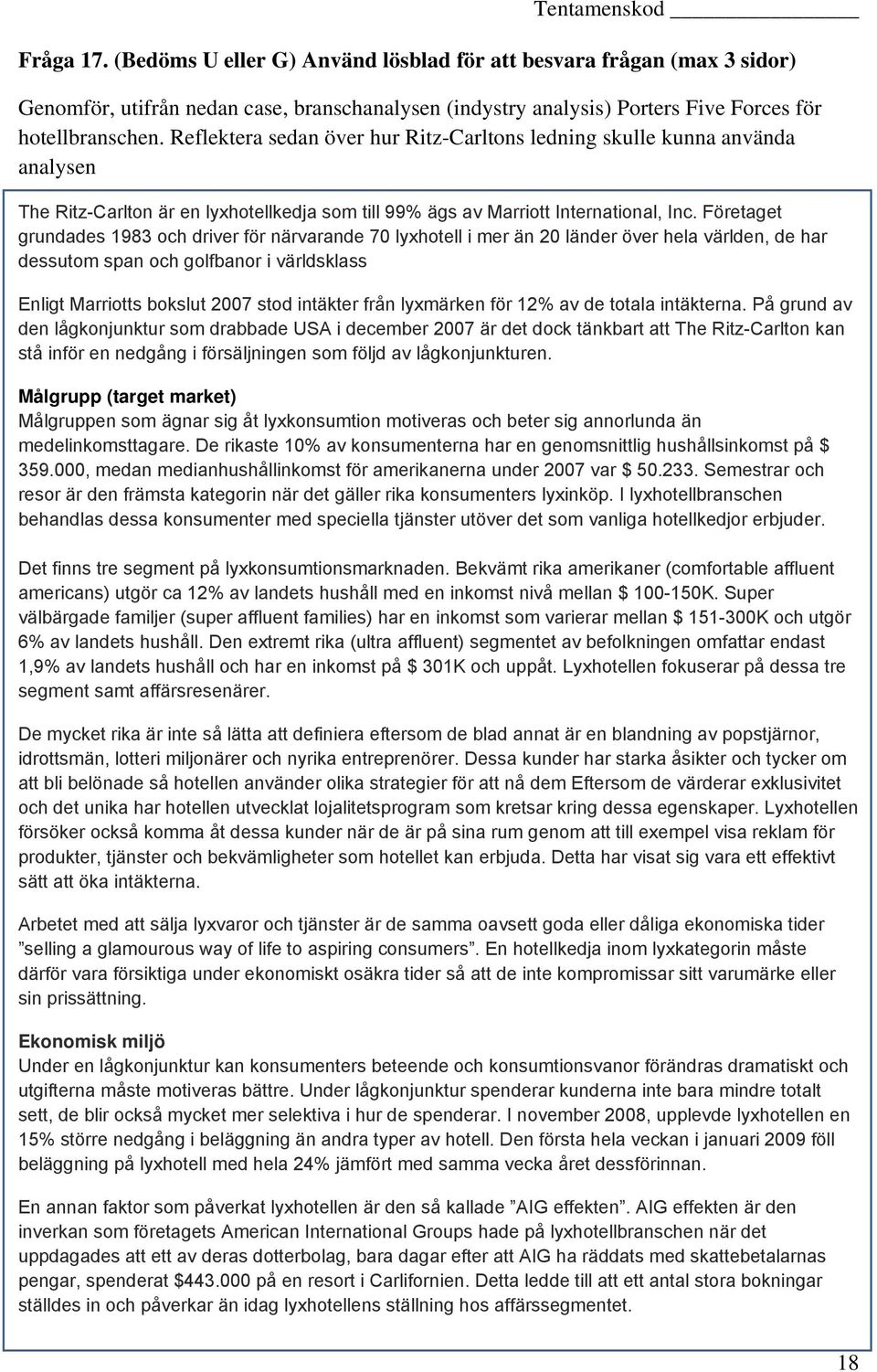 Företaget grundades 1983 och driver för närvarande 70 lyxhotell i mer än 20 länder över hela världen, de har dessutom span och golfbanor i världsklass Enligt Marriotts bokslut 2007 stod intäkter från