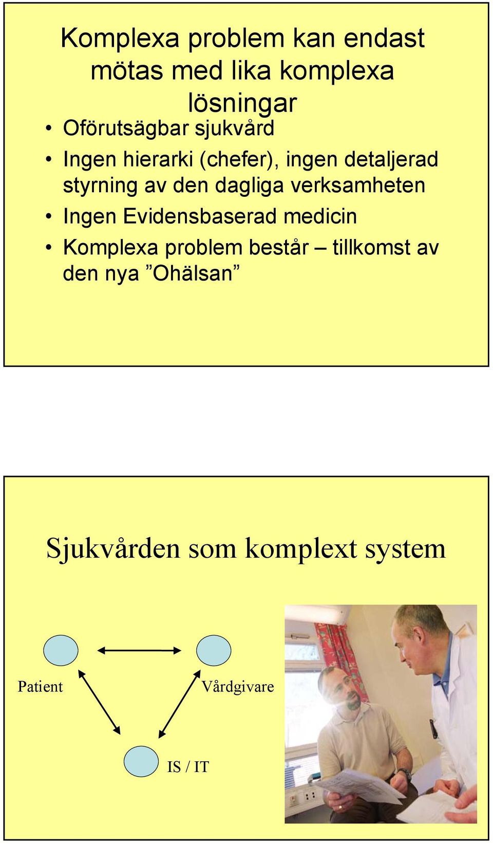 verksamheten Ingen Evidensbaserad medicin Komplexa problem består tillkomst