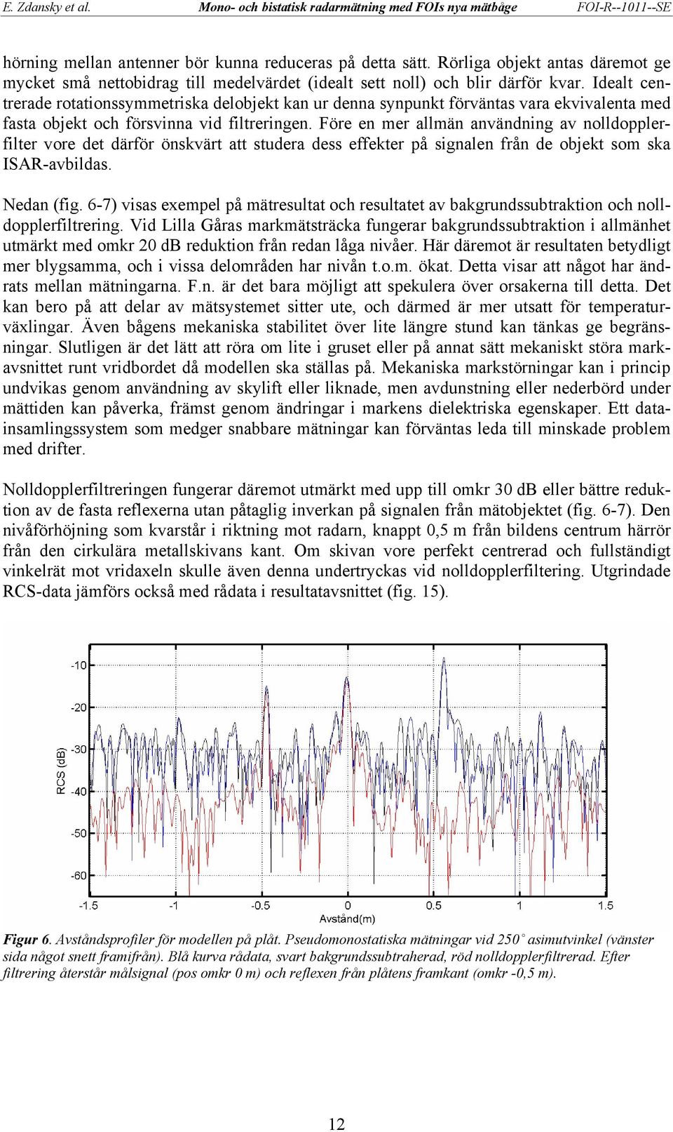 Före en mer allmän användning av nolldopplerfilter vore det därför önskvärt att studera dess effekter på signalen från de objekt som ska ISAR-avbildas. Nedan (fig.