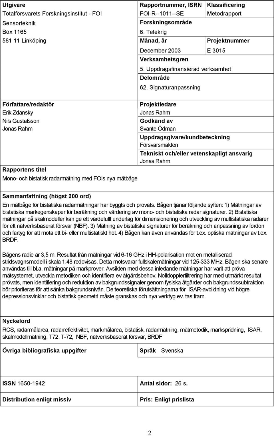 Uppdragsfinansierad verksamhet Delområde 62.