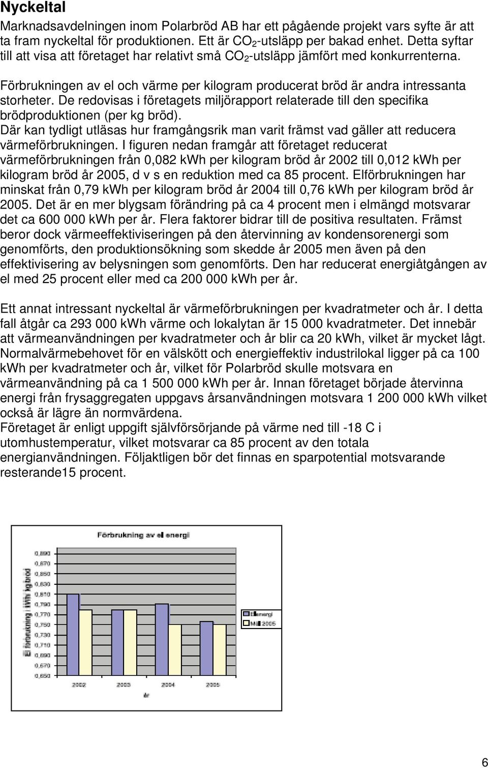 De redovisas i företagets miljörapport relaterade till den specifika brödproduktionen (per kg bröd).