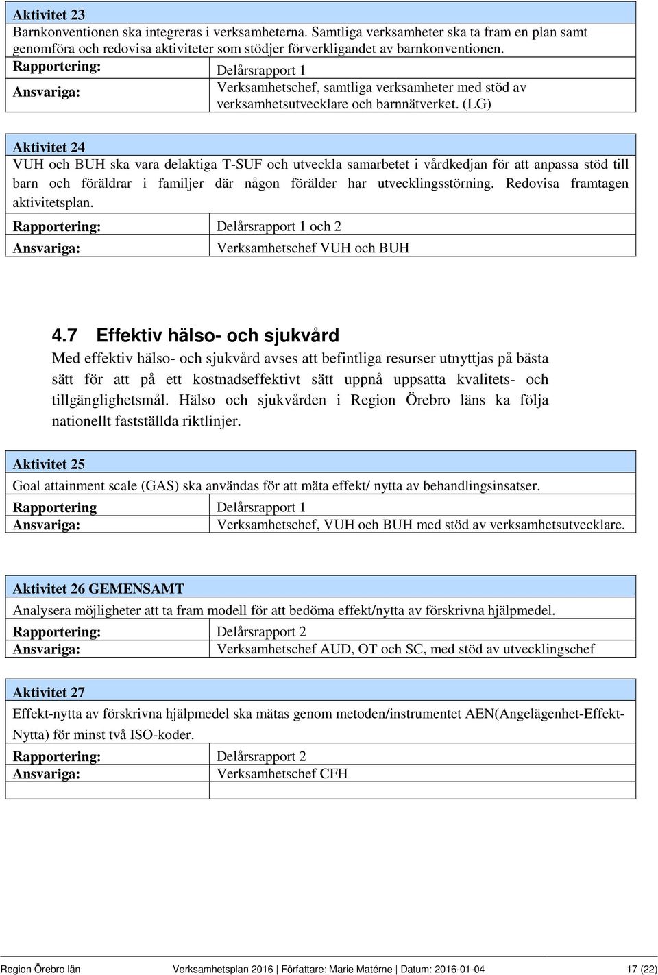 (LG) Aktivitet 24 VUH och BUH ska vara delaktiga T-SUF och utveckla samarbetet i vårdkedjan för att anpassa stöd till barn och föräldrar i familjer där någon förälder har utvecklingsstörning.