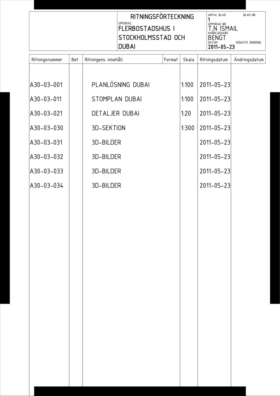 HANDLÄGGARE SENASTE ÄNDRING A30-03-00 PLANLÖSNING :00 20-05-23 A30-03-0 STOMPLAN :00 20-05-23 A30-03-02