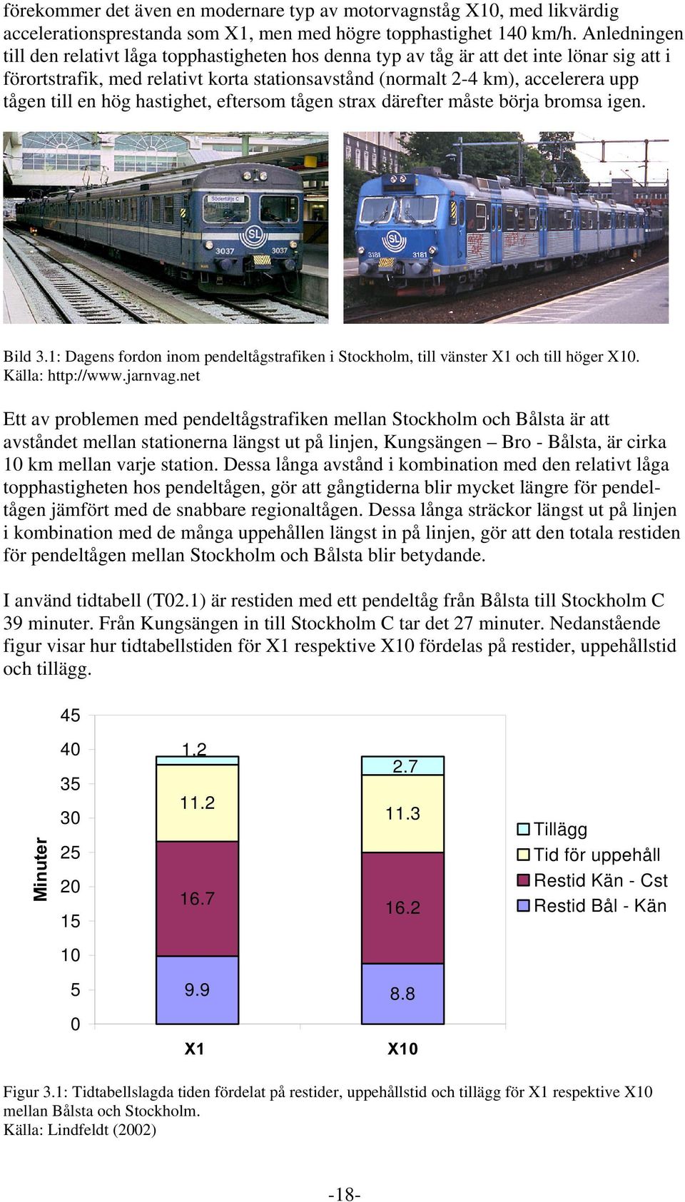 en hög hastighet, eftersom tågen strax därefter måste börja bromsa igen. Bild 3.1: Dagens fordon inom pendeltågstrafiken i Stockholm, till vänster X1 och till höger X10. Källa: http://www.jarnvag.