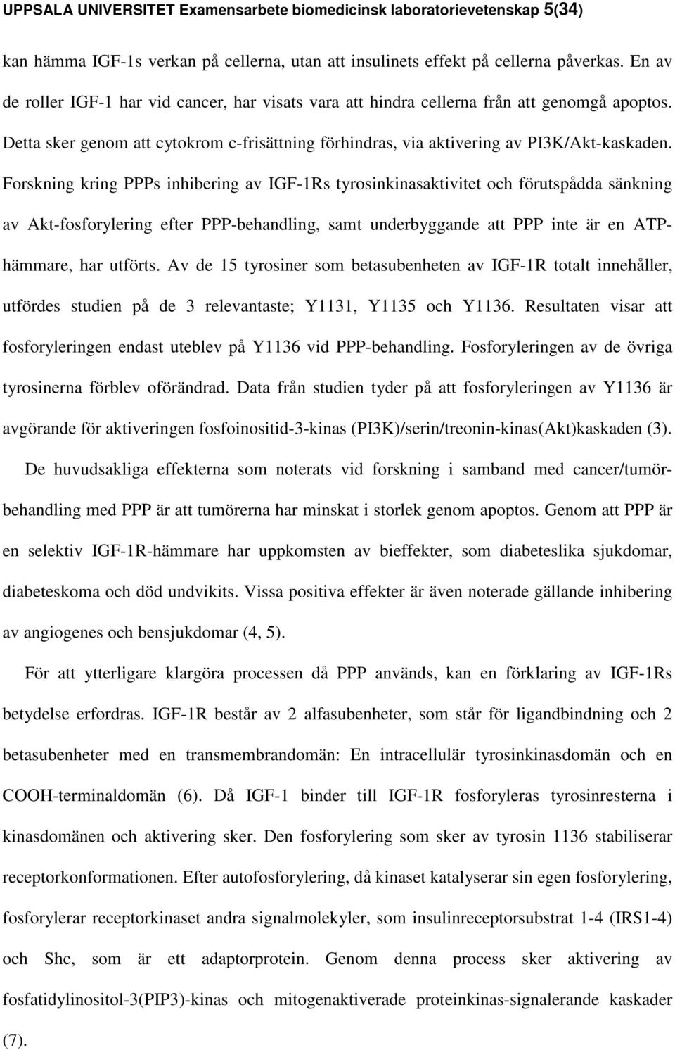 Forskning kring PPPs inhibering av IGF-1Rs tyrosinkinasaktivitet och förutspådda sänkning av Akt-fosforylering efter PPP-behandling, samt underbyggande att PPP inte är en ATPhämmare, har utförts.