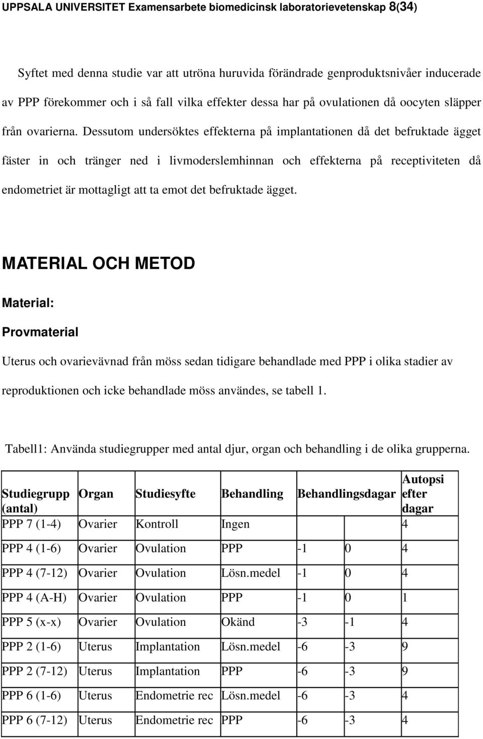 Dessutom undersöktes effekterna på implantationen då det befruktade ägget fäster in och tränger ned i livmoderslemhinnan och effekterna på receptiviteten då endometriet är mottagligt att ta emot det