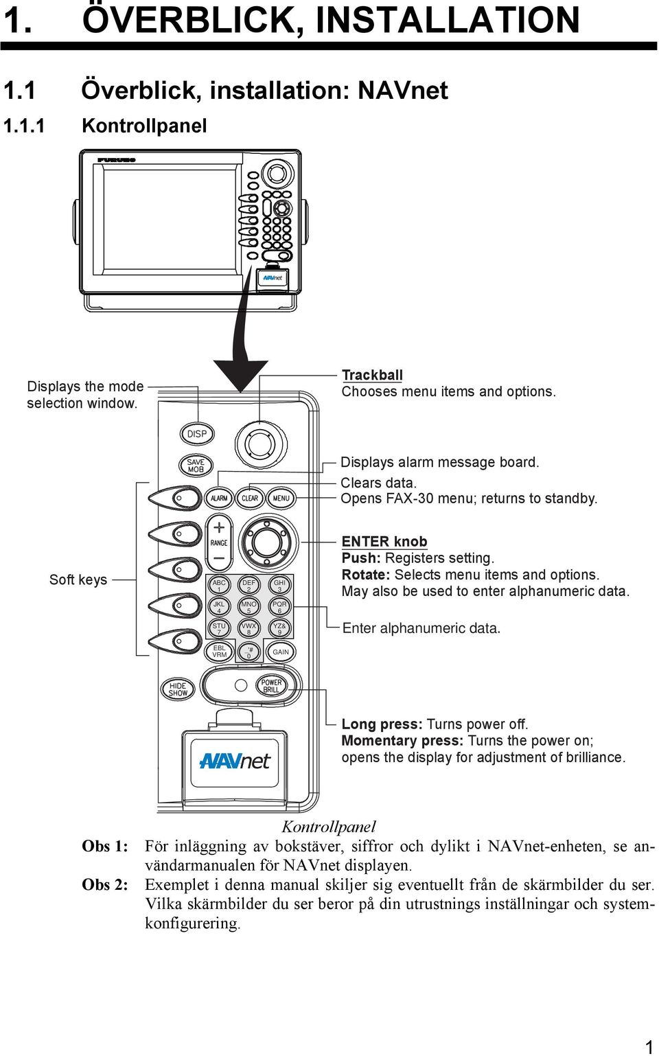 May also be used to enter alphanumeric data. YZ& 9 Enter alphanumeric data. EBL VRM _'# 0 GAIN Long press: Turns power off.