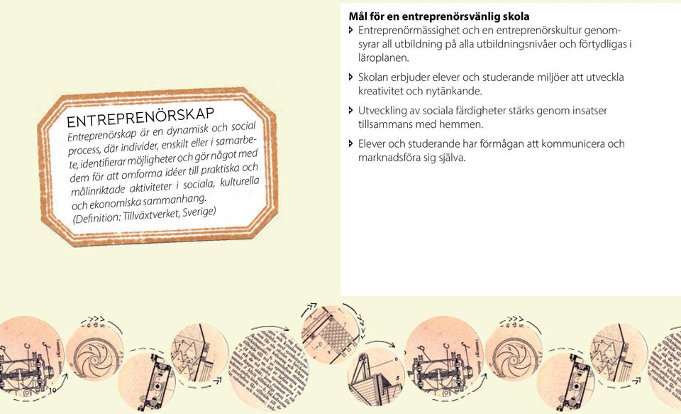 ENTREPRENÖRSKAP Entreprenörskap är en dynamisk och social process, där individer, enskilt eller i samarbete, identifierar möjligheter och gör något med dem för att omforma idéer till