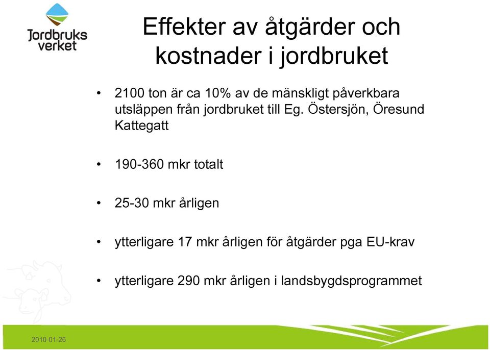 Östersjön, Öresund Kattegatt 190-360 mkr totalt 25-30 mkr årligen