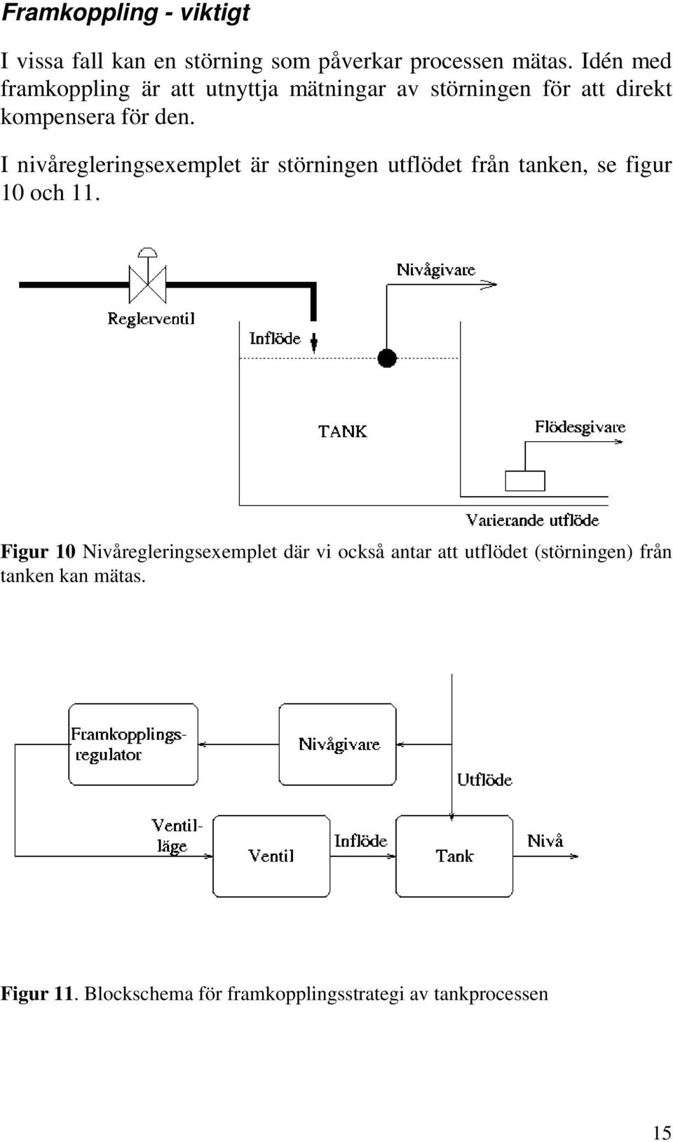 I nivåregleringsexemplet är störningen utflödet från tanken, se figur 10 och 11.