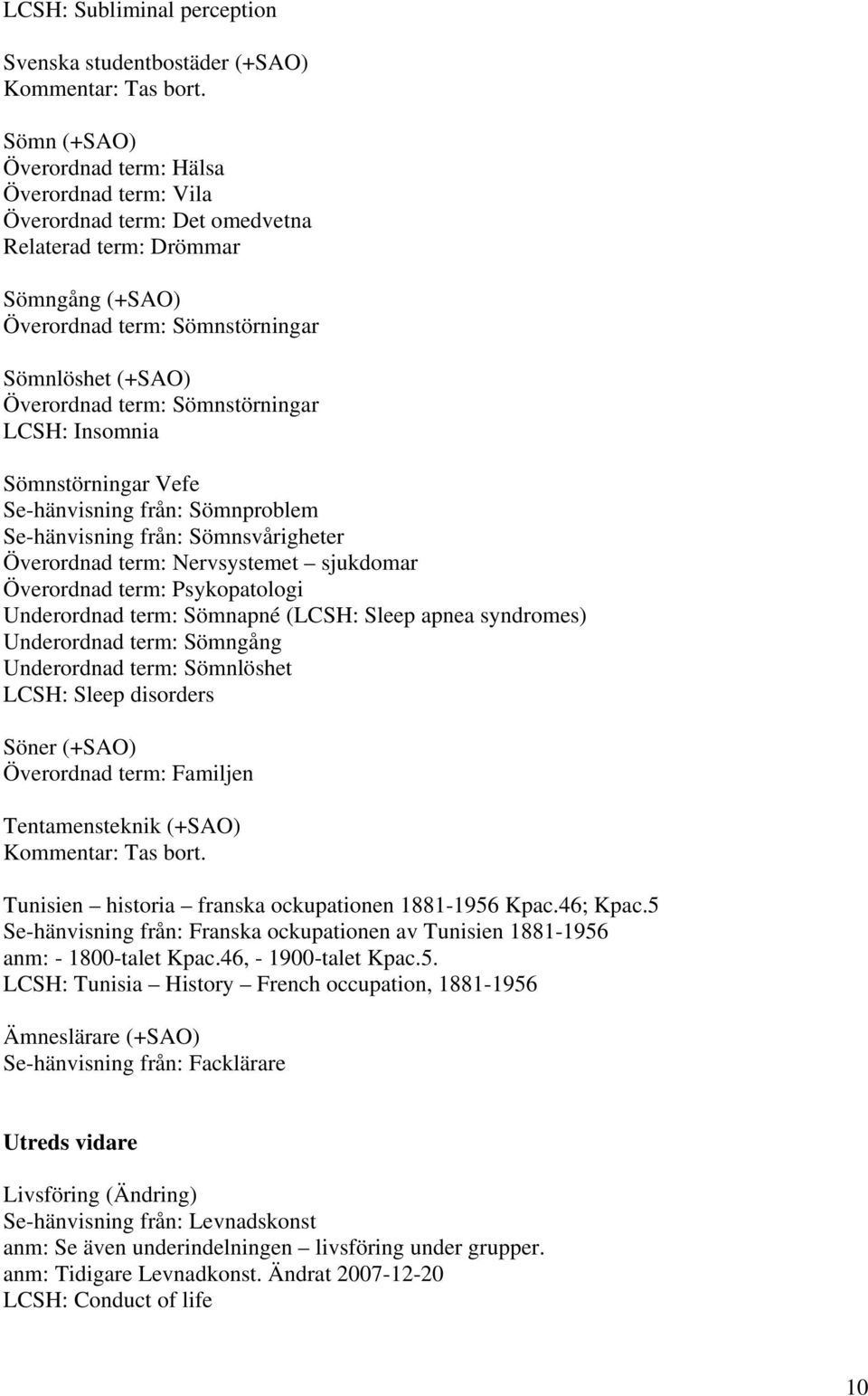 Sömnstörningar LCSH: Insomnia Sömnstörningar Vefe Se-hänvisning från: Sömnproblem Se-hänvisning från: Sömnsvårigheter Överordnad term: Nervsystemet sjukdomar Överordnad term: Psykopatologi