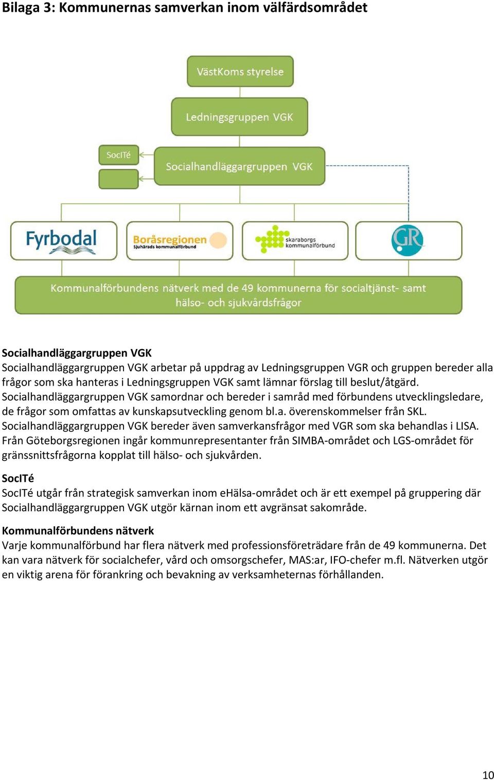 Socialhandläggargruppen VGK samordnar och bereder i samråd med förbundens utvecklingsledare, de frågor som omfattas av kunskapsutveckling genom bl.a. överenskommelser från SKL.