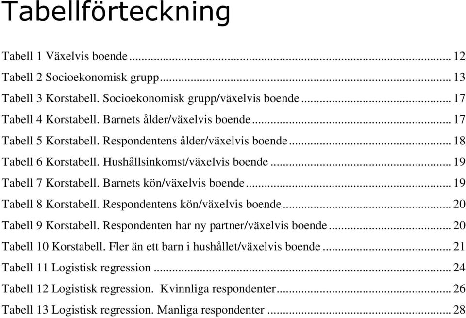 Barnets kön/växelvis boende... 19 Tabell 8 Korstabell. Respondentens kön/växelvis boende... 20 Tabell 9 Korstabell. Respondenten har ny partner/växelvis boende... 20 Tabell 10 Korstabell.
