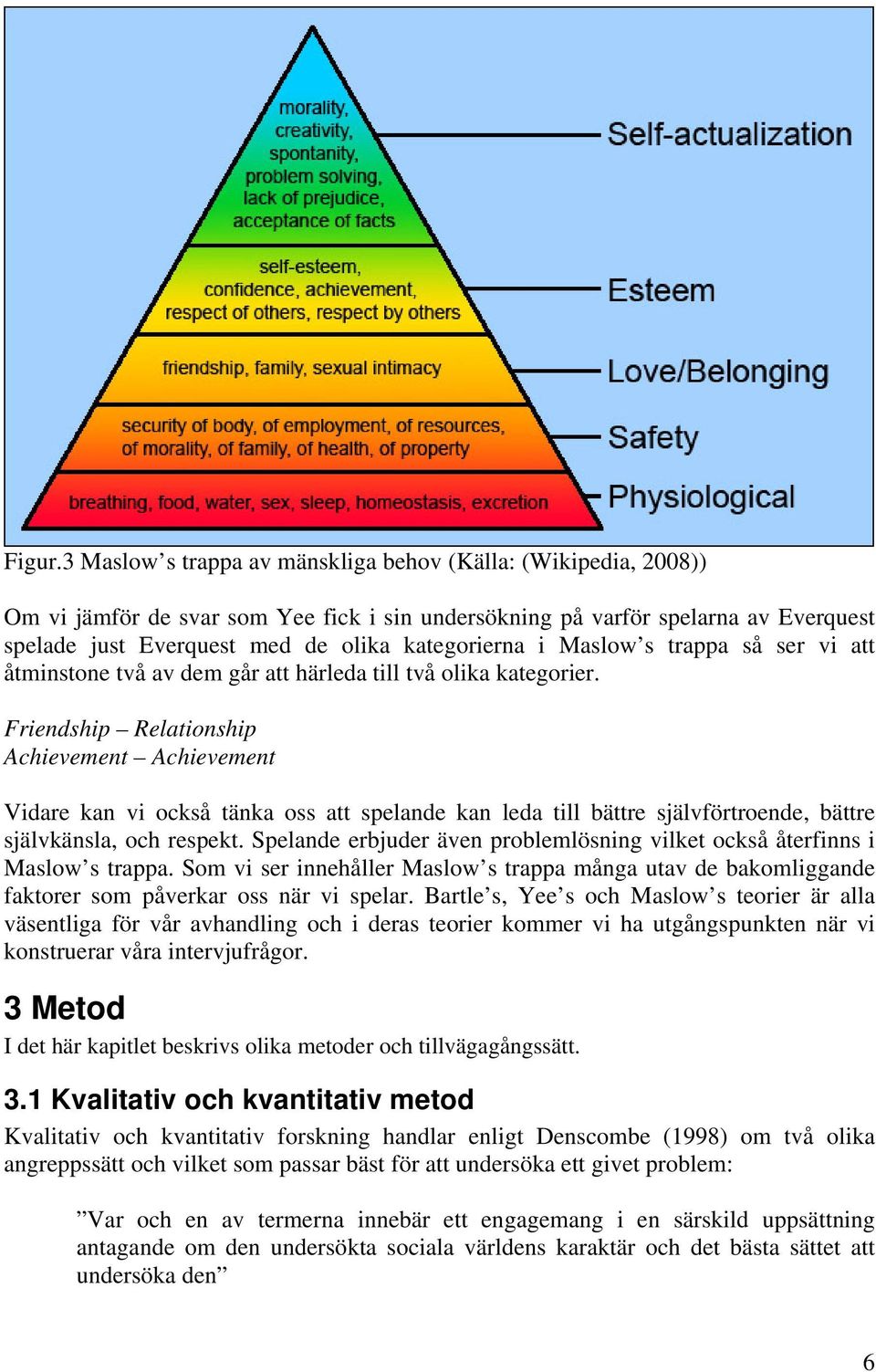 Maslow s trappa så ser vi att åtminstone två av dem går att härleda till två olika kategorier.