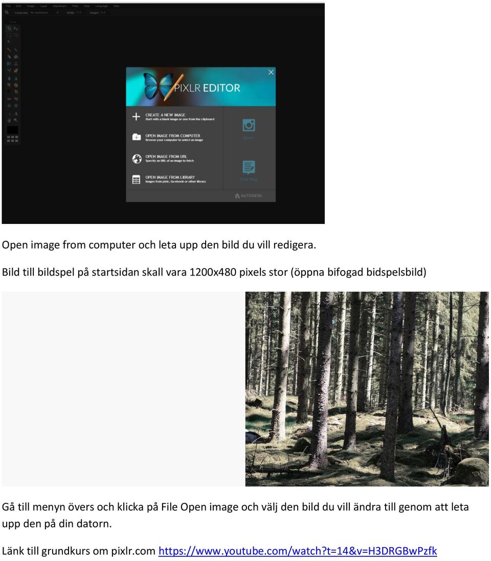 bidspelsbild) Gå till menyn övers och klicka på File Open image och välj den bild du vill