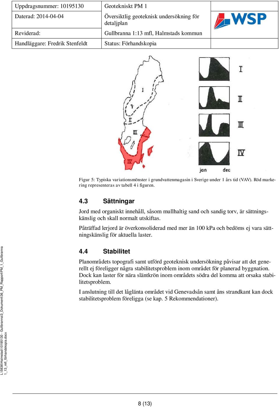 Påträffad lerjord är överkonsoliderad med mer än 100 kpa och bedöms ej vara sättningskänslig för aktuella laster. 4.