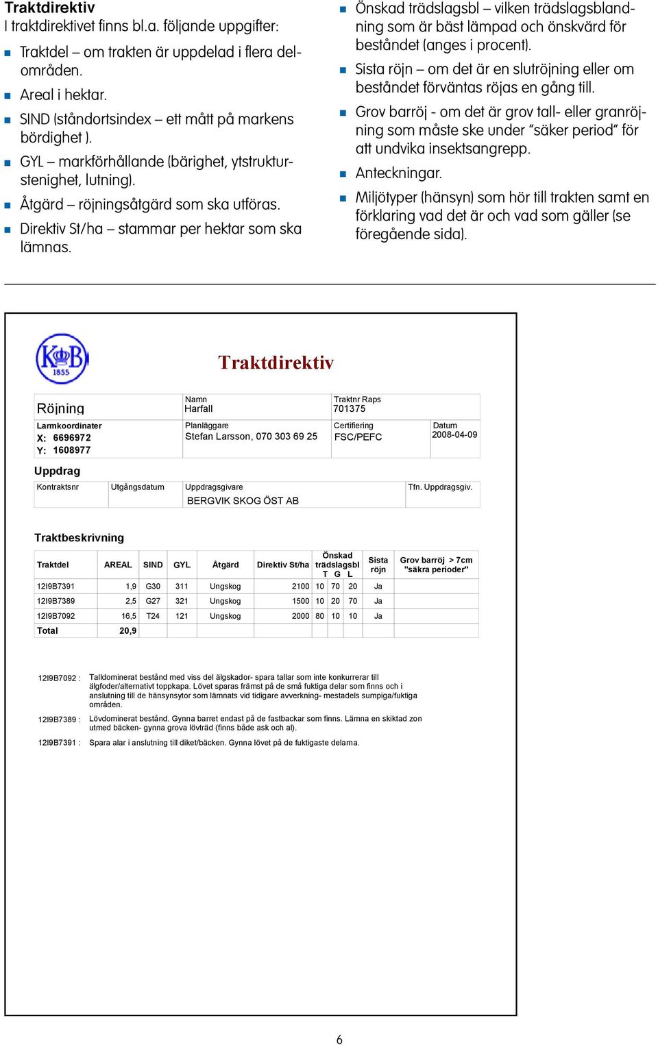 Öskad trädslagsbl vilke trädslagsbladig som är bäst lämpad och öskvärd för bestådet (ages i procet). Sista röj om det är e slutröjig eller om bestådet förvätas röjas e gåg till.