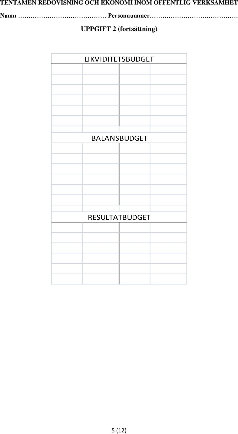LIKVIDITETSBUDGET