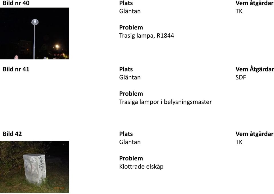 lampor i belysningsmaster Vem
