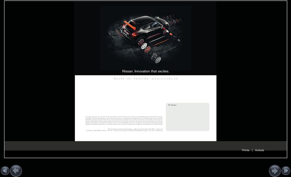 Denna broschyr innehåller bilder på prototypbilar som förevisats på motormässor.