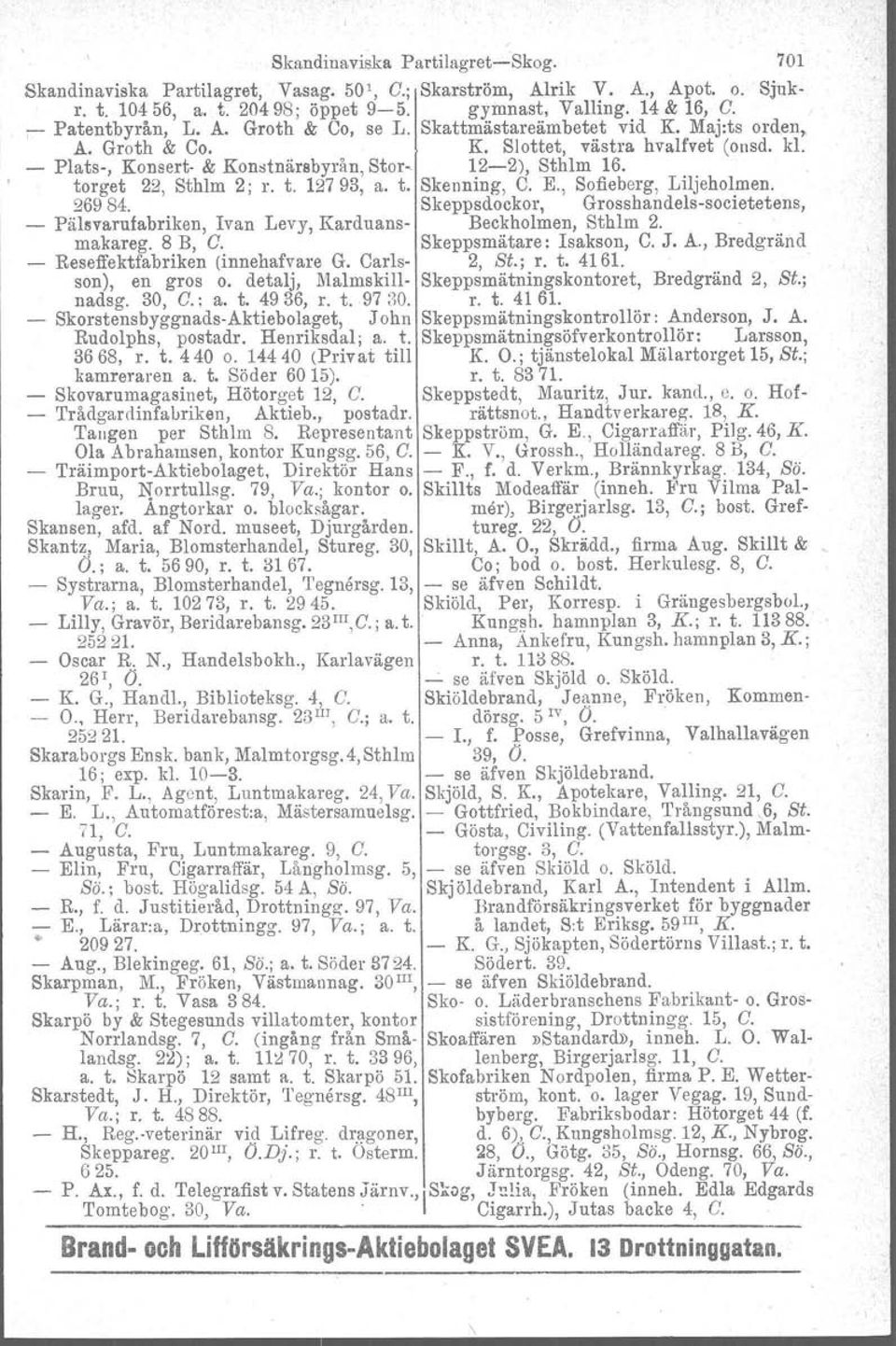 E., Sofieberg, Liljeholmen. 269 84. Skeppsdockor, Grosshandelssocietetens, Pälsvarntabriken, Ivan Levy, Karduans Beckholmen, Sthlm 2. makareg. 8 B, O. Skeppsmätare: Isakson, C. J. A.