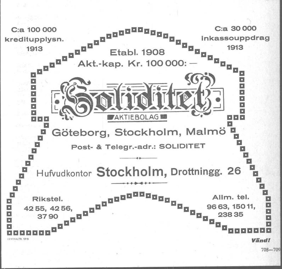 l, "AKTIEBOLAG. C. Daa D D : Göteborg, Stockholm, Malmö Da DD Post & Telegr.adr.