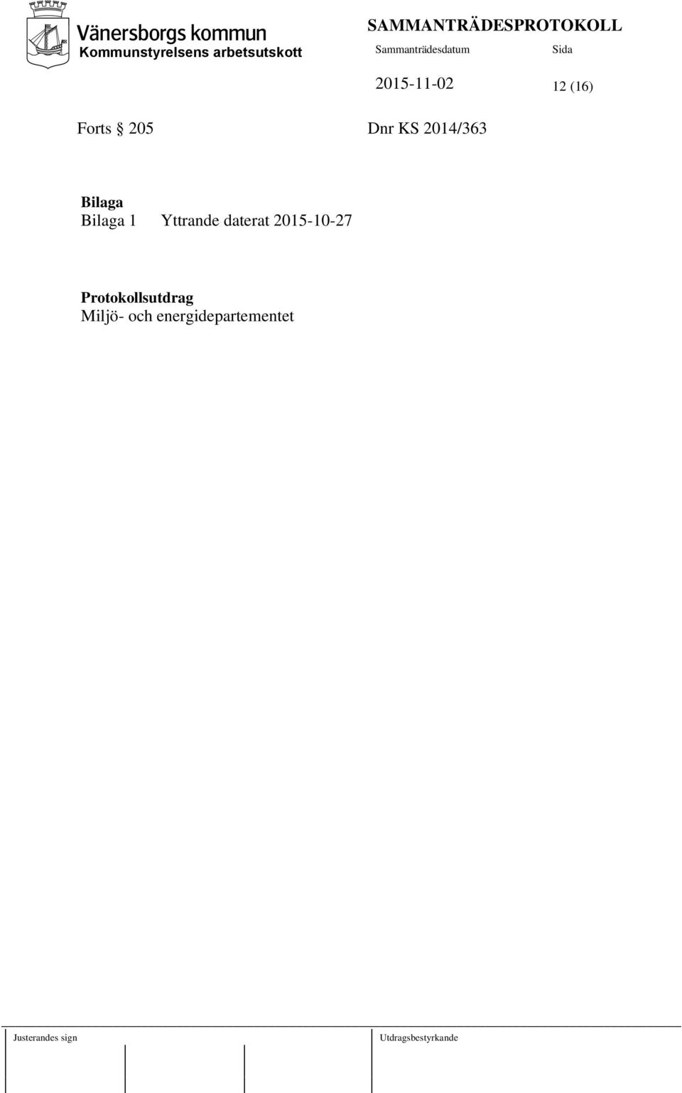 Yttrande daterat 2015-10-27