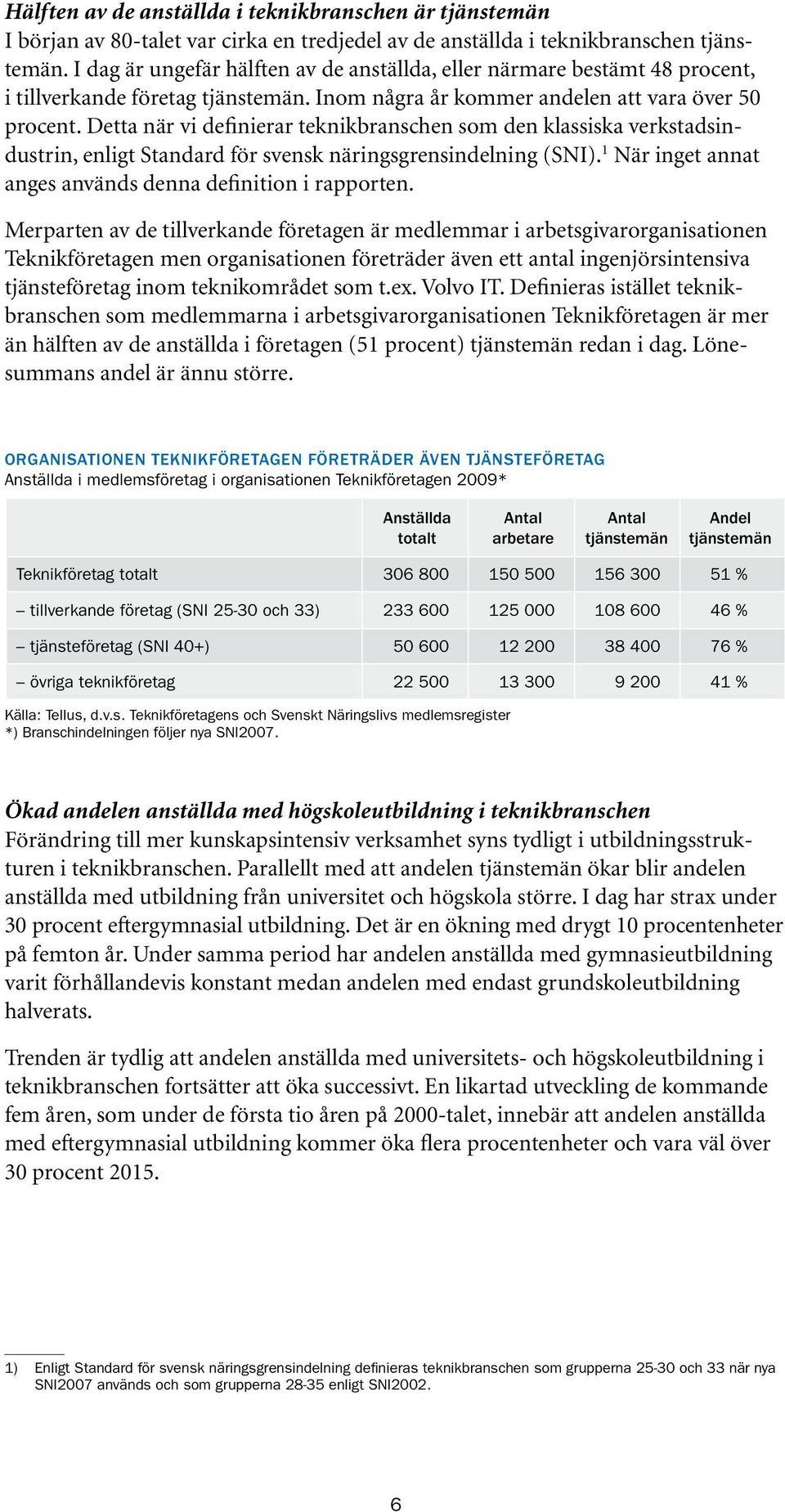 Detta när vi definierar teknikbranschen som den klassiska verkstadsindustrin, enligt Standard för svensk näringsgrensindelning (SNI). 1 När inget annat anges används denna definition i rapporten.