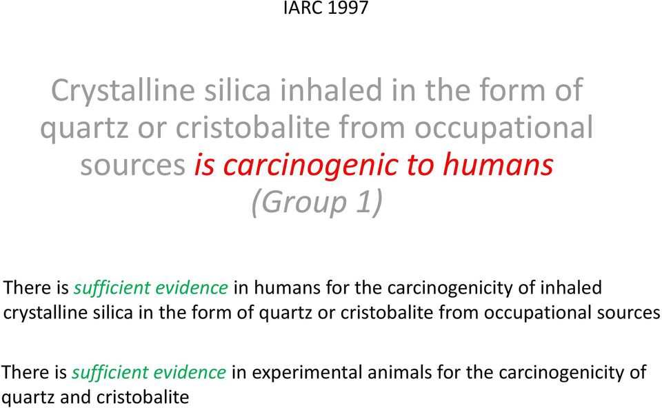 carcinogenicity of inhaled crystalline silica in the form of quartz or cristobalite from