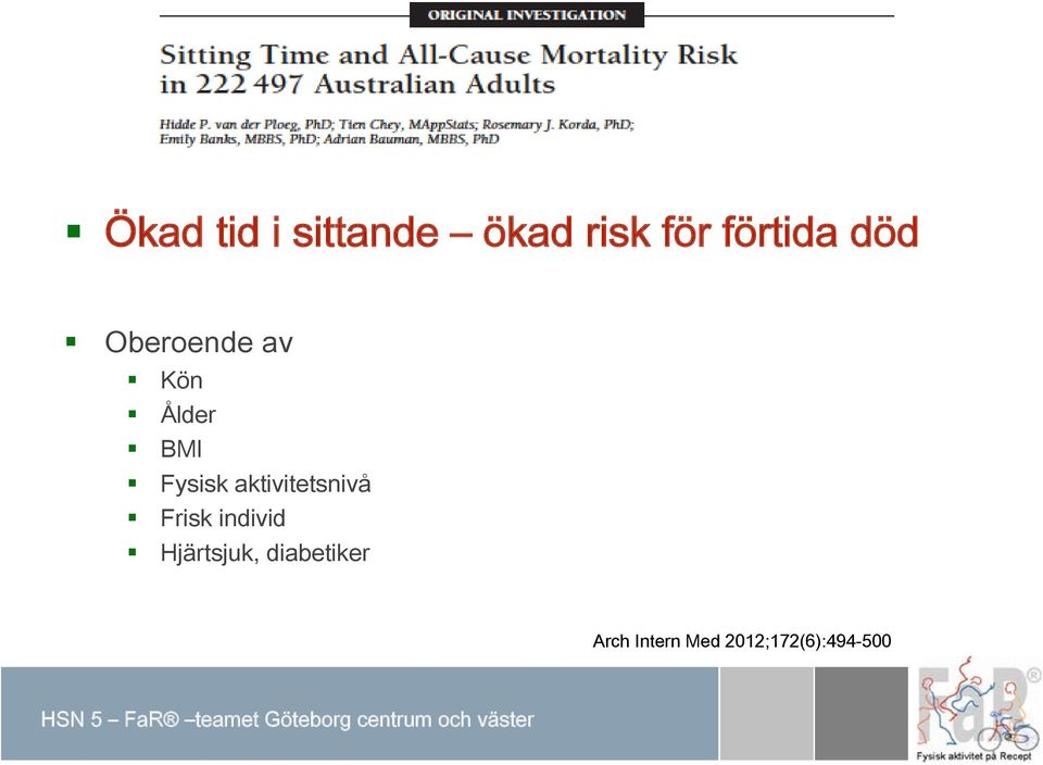 aktivitetsnivå Frisk individ Hjärtsjuk,