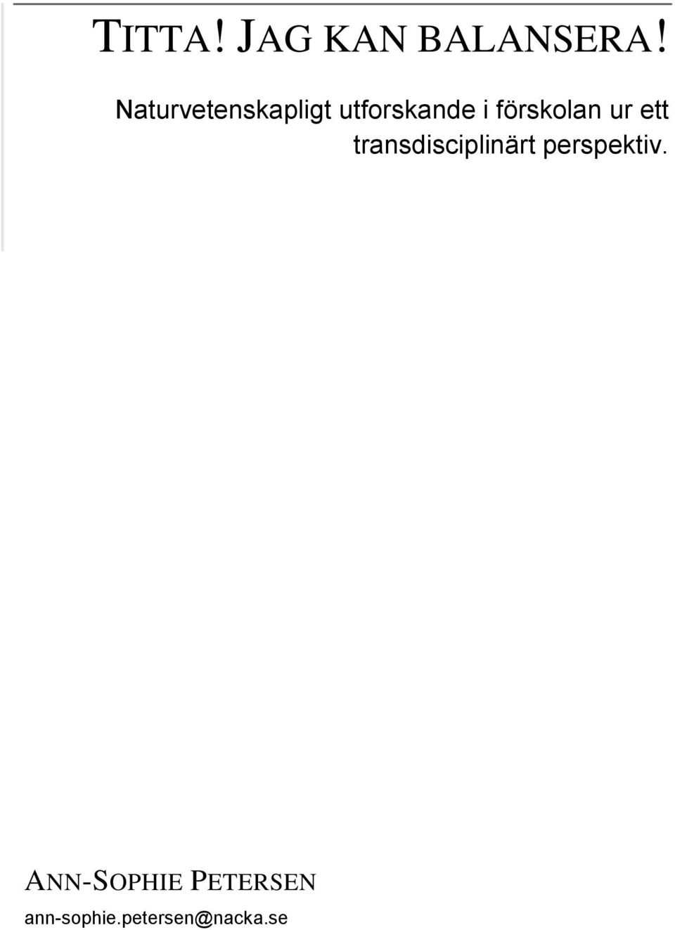 förskolan ur ett transdisciplinärt